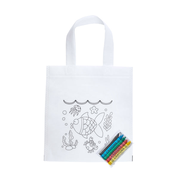 Azor - Bolsa infantil de non-woven con diseño para colorear - Blanco