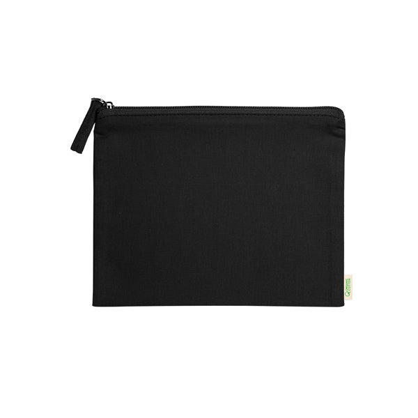 Delphis - Neceser 100% algodón orgánico de 180 g/m² con tirador a juego - Negro