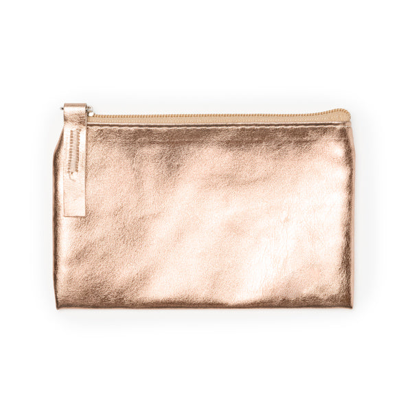 Mauve - Monedero de PU en acabado brillante con cremallera y tirador a juego - Rosa Dorado
