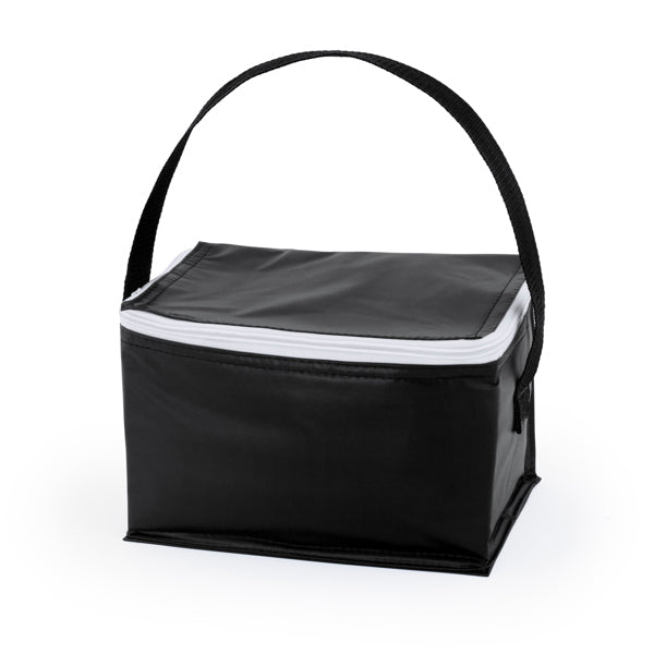 Tibu - Nevera con interior isotérmico de aluminio para 6 latas - Negro