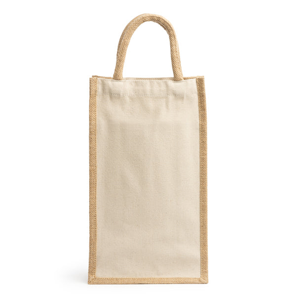 Loire - Bolsa de yute laminado y algodón con doble compartimento y asas reforzadas - Crudo