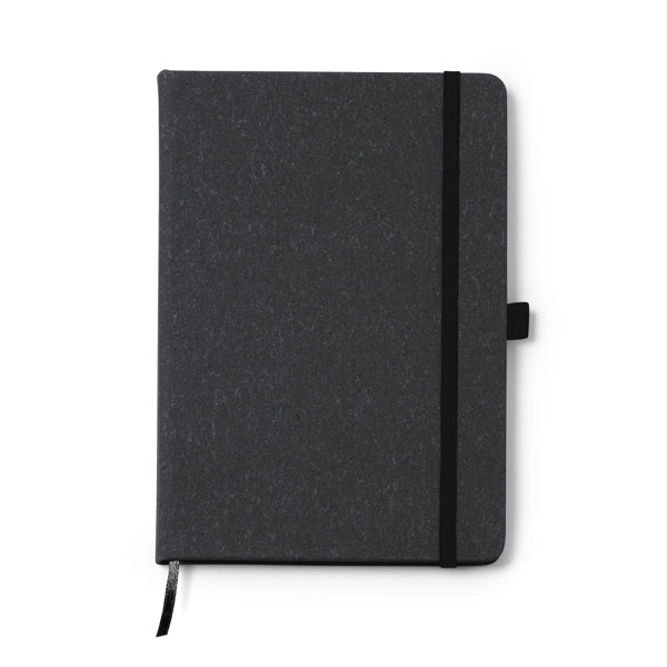 Korum - Bloc de notas A5 con tapa rígida elaborada con piel reciclada - Negro