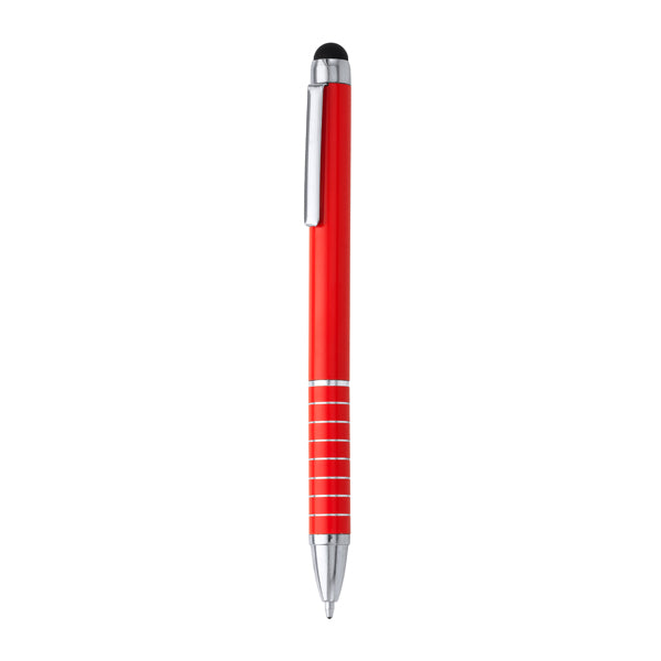 Canaima - Bolígrafo giratorio de aluminio con puntero táctil en color negro - Rojo