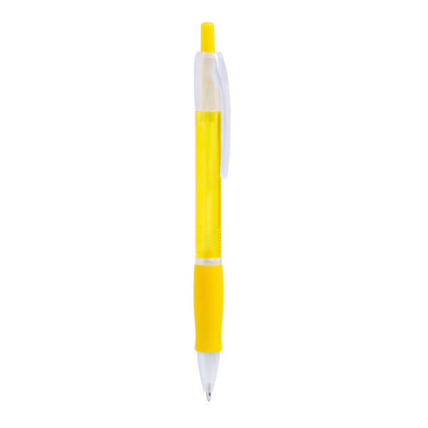 Ontario - Bolígrafo con pulsador en acabado translúcido y cómoda empuñadura a juego - Amarillo
