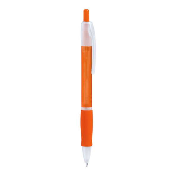 Ontario - Bolígrafo con pulsador en acabado translúcido y cómoda empuñadura a juego - Naranja