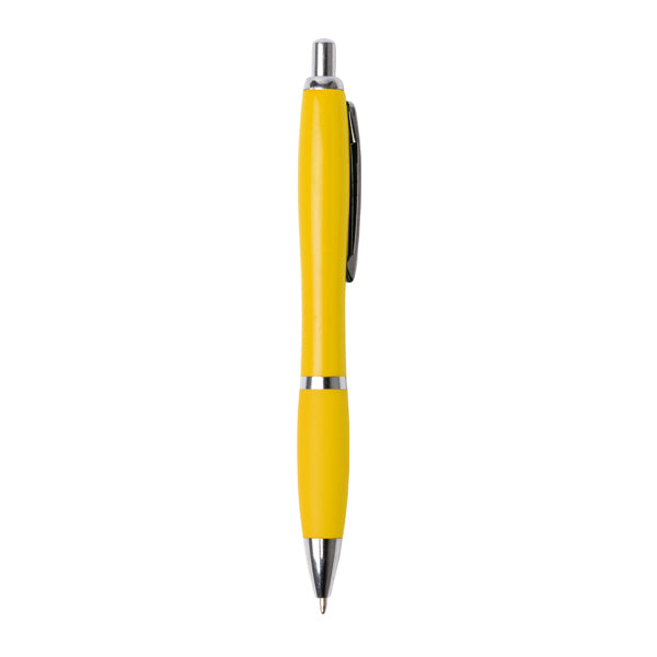 Merlin - Bolígrafo de ABS con pulsador y suave agarre - Amarillo