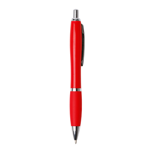 Merlin - Bolígrafo de ABS con pulsador y suave agarre - Rojo
