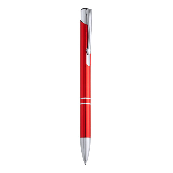 Ardenes - Bolígrafo con cuerpo de aluminio y pulsador en acabado cromado - Rojo