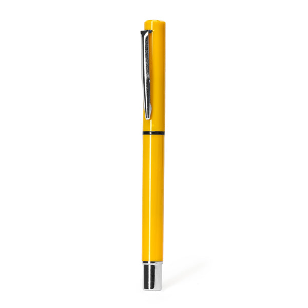 Yama - Bolígrafo tipo roller con clip y detalles metálicos - Amarillo