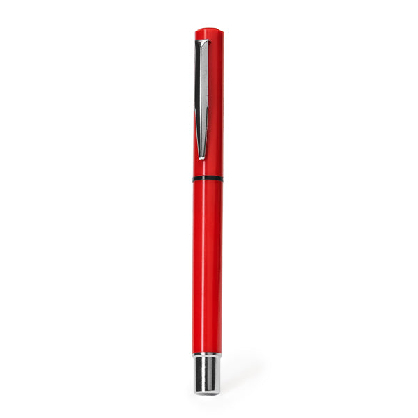 Yama - Bolígrafo tipo roller con clip y detalles metálicos - Rojo