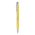 Hayedo - Bolígrafo pulsador de fibra de trigo y ABS con acabados plateados - Amarillo