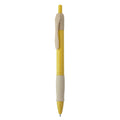 Hana - Bolígrafo pulsador de fibra de trigo y ABS con cómoda empuñadura - Amarillo