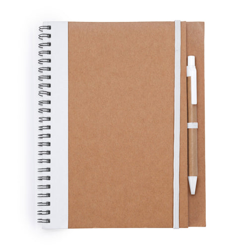Alani - Libreta con espiral y tapa rígida de cartón reciclado - Blanco
