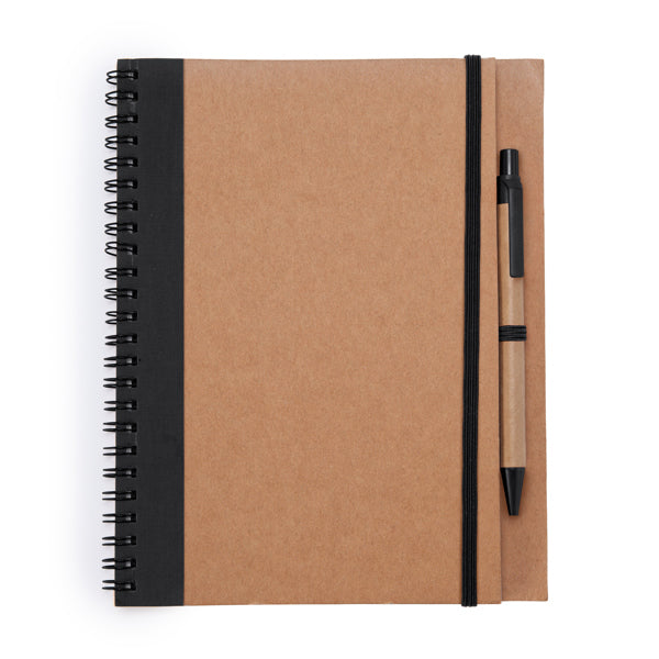 Alani - Libreta con espiral y tapa rígida de cartón reciclado - Negro