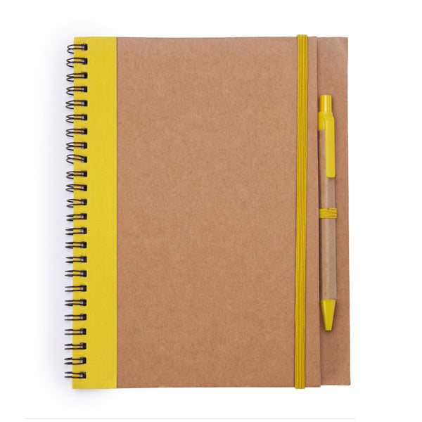 Alani - Libreta con espiral y tapa rígida de cartón reciclado - Amarillo