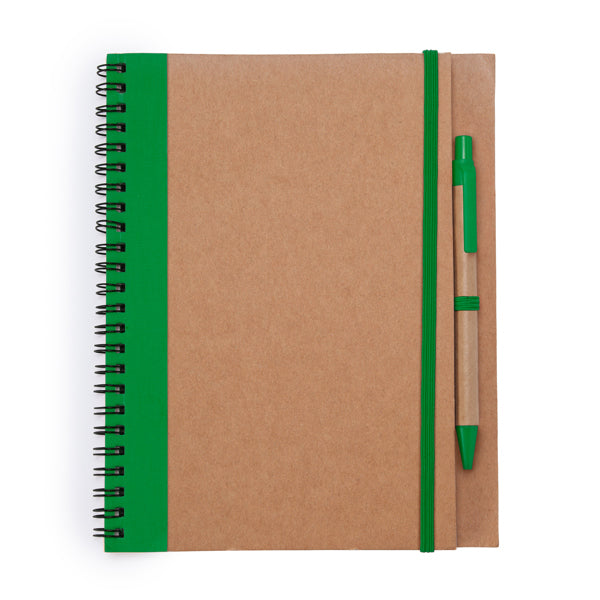 Alani - Libreta con espiral y tapa rígida de cartón reciclado - Verde Helecho