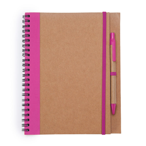Alani - Libreta con espiral y tapa rígida de cartón reciclado - Fucsia