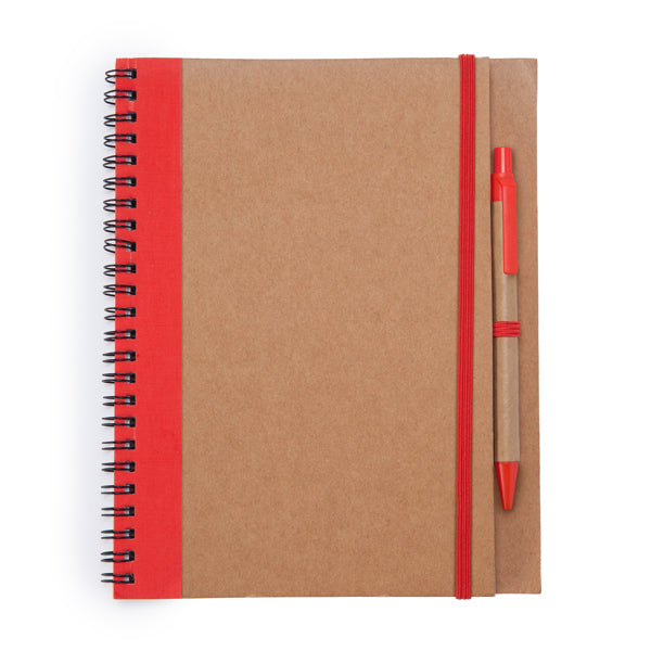 Alani - Libreta con espiral y tapa rígida de cartón reciclado - Rojo