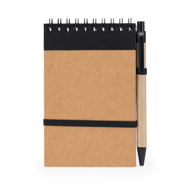 Lien - Libreta con espiral y tapa rígida de cartón reciclado - Negro