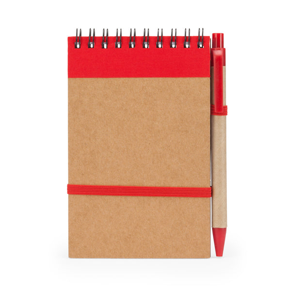 Lien - Libreta con espiral y tapa rígida de cartón reciclado - Rojo