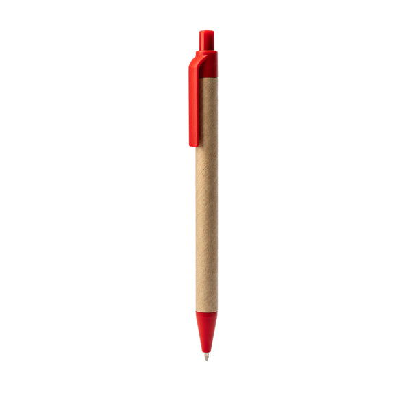 Alder - Bolígrafo con cuerpo de cartón reciclado y PLA - Rojo