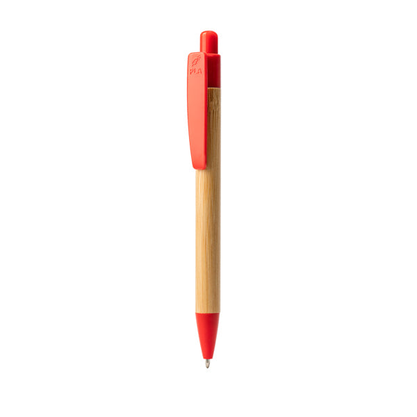 Gildon - Bolígrafo con cuerpo de bambú y PLA - Rojo