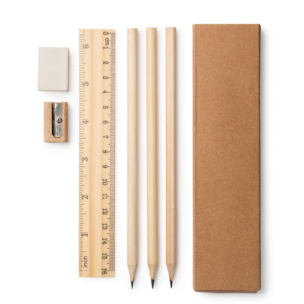 Vernak - Set de escritura de madera natural presentado en estuche de cartón kraft - Crudo
