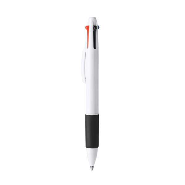 Kunoy - Bolígrafo promocional de 4 tintas con pulsador retráctil - Negro