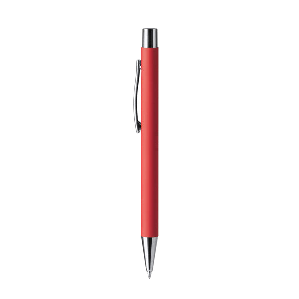 Dover - Bolígrafo con pulsador y cuerpo metálico de tacto suave - Rojo
