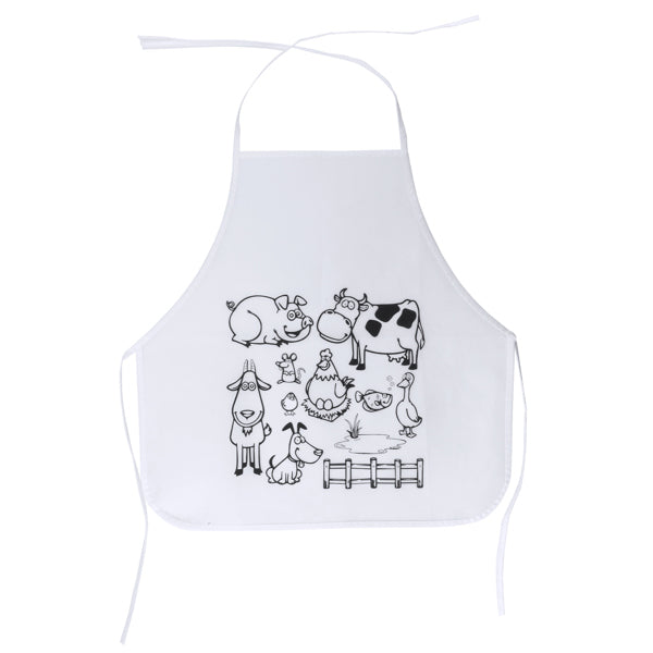 Pachu - Delantal infantil de non-woven con diseño para colorear - Blanco