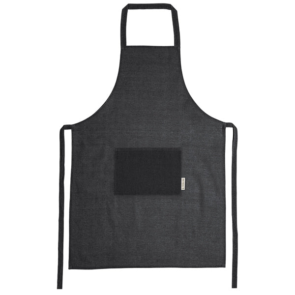 Maule - Delantal realizado en tela de cáñamo 200 g/m² con bolsillo frontal - Negro