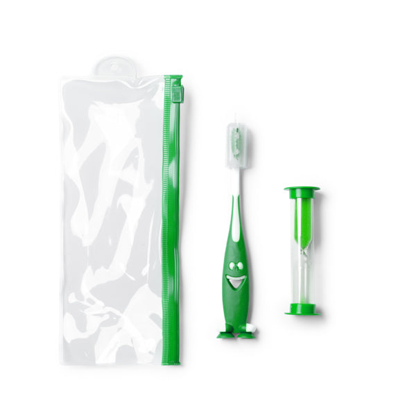 Mesler - Set de cepillo de dientes y reloj de arena - Verde Helecho