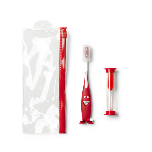 Mesler - Set de cepillo de dientes y reloj de arena - Rojo